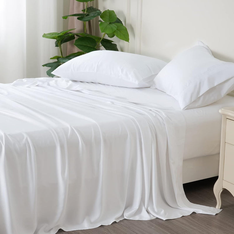 Cooling Bamboo_ Sheets Set Queen Size, 4 Piece Silky Soft Viscose From Bamboo_