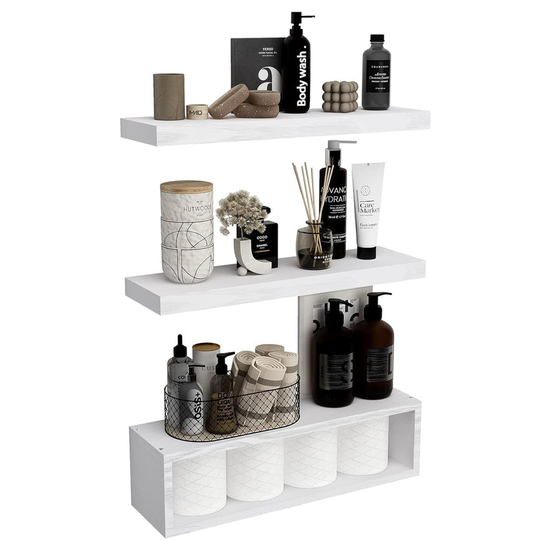 Floating Shelves Wall Mounted Set Of 3, Rustic Farmhouse Bathroom Shelves Over