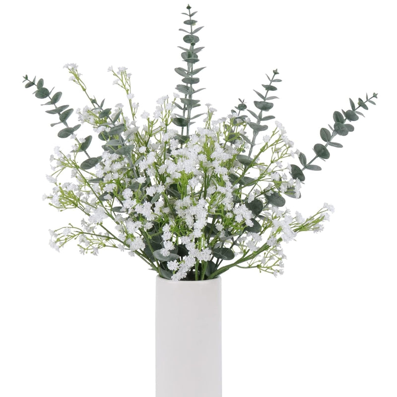 18Pcs Babys Breath Eucalyptus Leaves Bouquet Gypsophila Artificial Flowers And