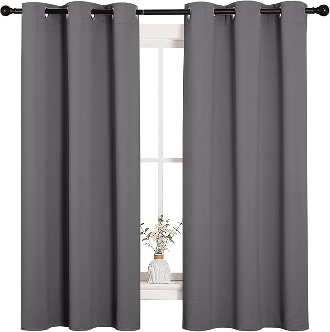 Thermal Insulated Grommet Blackout Curtains for Bedroom (2 Panels, W42 x L63 -Inch, Grey)