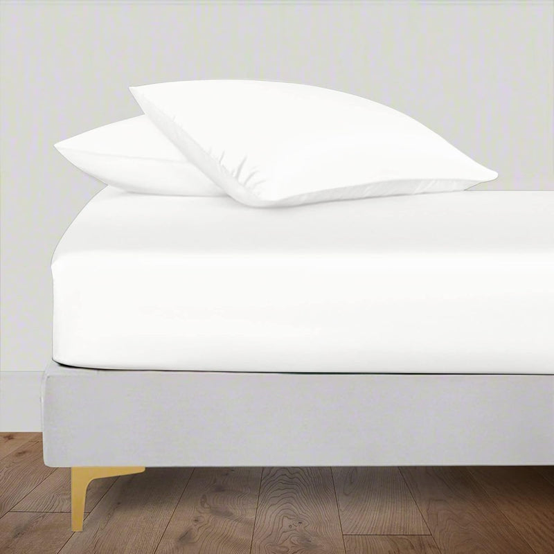 Fitted Sheet Queen Size White 100% Bamboo - Queen Fitted Sheet Only With Deep
