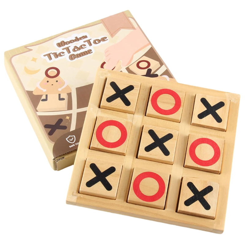 Wooden Tic Tac Toe Game 5.9 Inch Small Travel Board Games Tic Tac Toe Coffe