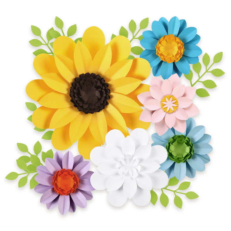 12 Pcs Floral Paper Flowers Decorations For Wall Monogram Sign Decorations Sun