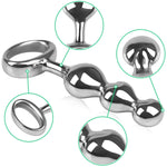 Stainless Steel Anal Beads Butt Plug Anus Stretcher With Ring Handle Prostate Massager G-Spot Stimulation Anal Sex Toy For Men Women Couple