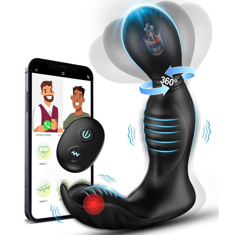 Prostate Massager Male Sex Toy - Anal Plug Vibrator Sex Toys For Men With 9 Rotations & 9 Vibrations, 360°Rotating Vibrating Butt Plug App Remote Control Adult Sex Toys & Games For Men Couples