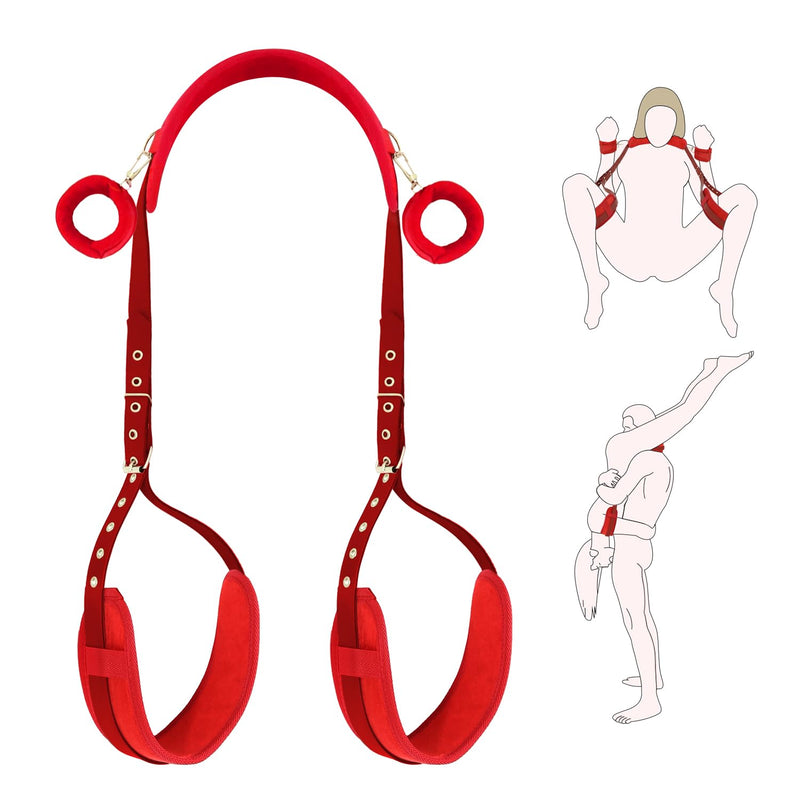 Sex Bondage Bdsm Restraints Kit - Neck To Thigh/Ankle Bondage With Handcuffs Adjustable Wrist Cuffs,Bed Restraints Bdsm Thigh Sling,Sex Things For Couples Kinky,Adult Sex Toys For Couple Women