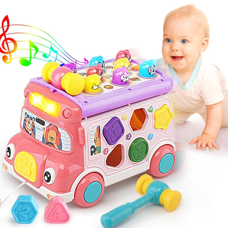 Music Activity Bus Baby Toy, Infant Education Learn Car, Sound & Light, Intera