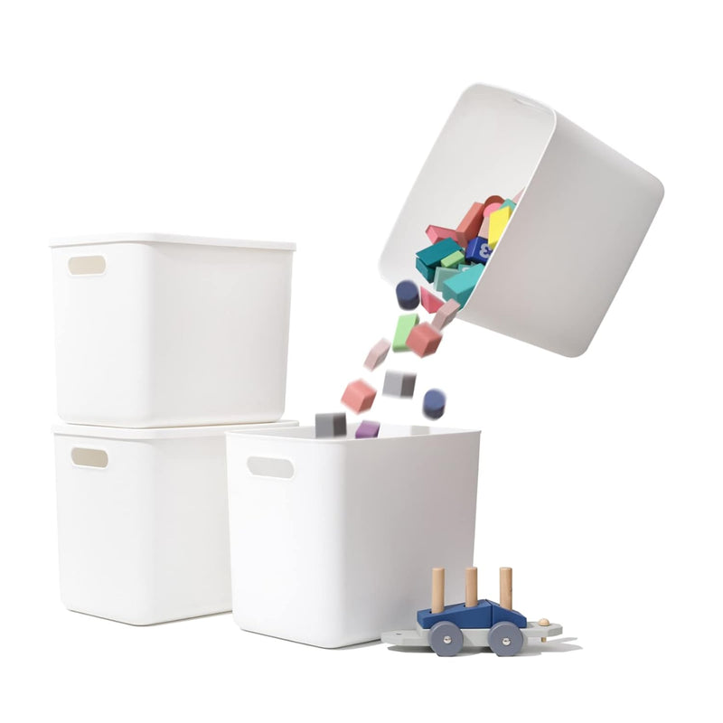 Plastic Storage Baskets Bins Boxes With Lids,Organizing Container White Storage