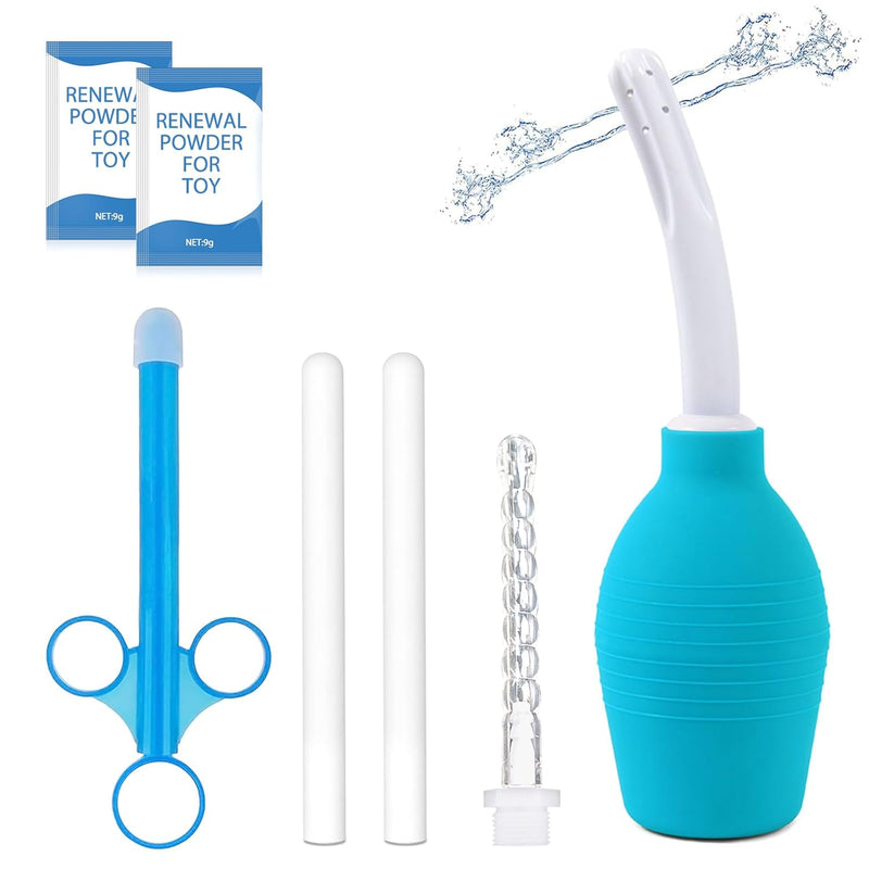 Sex Toy Cleaner Care Kits For Sex Doll Male Masturbators,7 Pack Adult Male Toy Cleaning Set Reusable Drying Rod Lube Lubricant Applicator 10.8 Oz Enema Bulb Douche Washer Maintenance Kit