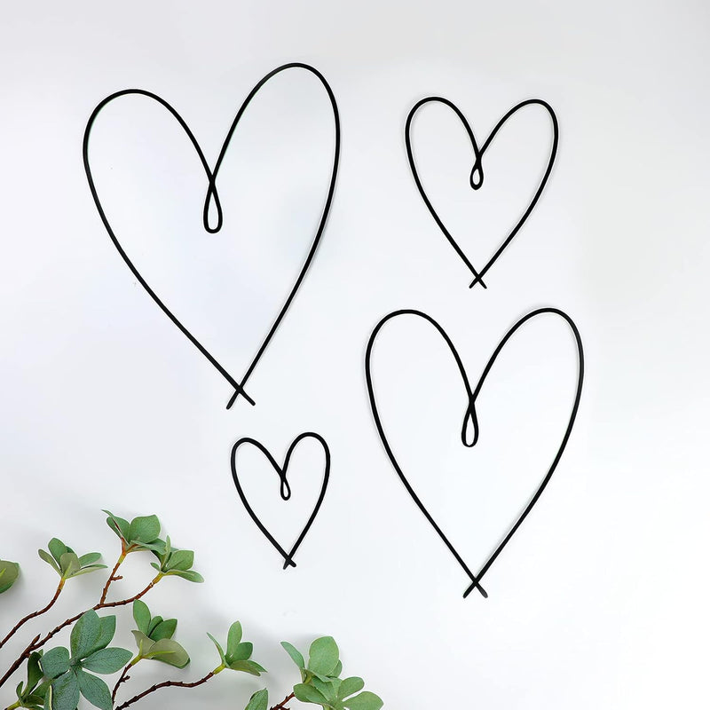 4 Pieces Metal Heart Wall Art Décor, Love Heart Wall Decoration Sign Metal Wal