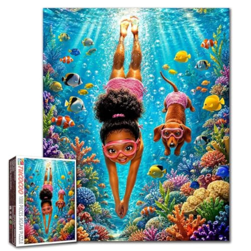 African Girl Sea Adventure 1000 Piece Jigsaw Puzzle for Adults