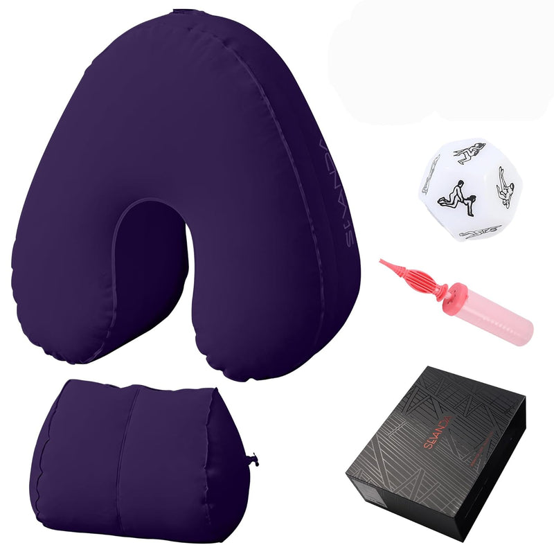 Sex Pillow Dildo Pillow Inflatable Sex Position Pillow Dildo Mount With Dice Sex Furniture For Couples (Purple)
