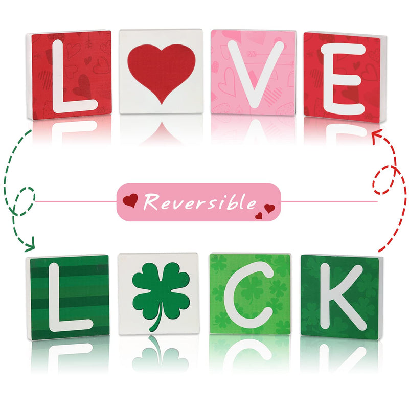 Valentine'S Day And Reversible St Patrick'S Day Wood Signs, Double-Sided Print