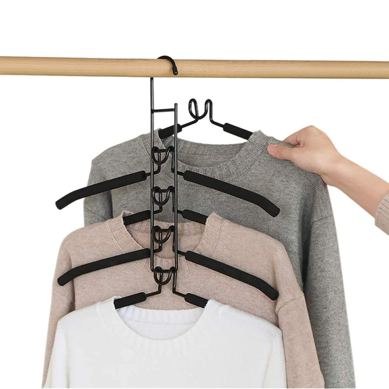 Hangers Space Saving, 5 In 1 Non-Slip Metal Magic Clothes Hanger Wide Shoulder M