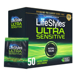 LifeStyles Ultra Sensitive Premium Lubricated Natural Latex Condoms Value Pack - 100 Count, 1 Pack - Triple Tested for Best Protection, Made with UltraGlide Silicone Lube