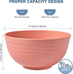 Unbreakable Wheat Straw Cereal Bowls - Microwave & Dishwasher Safe Soup and Salad Bowls, Set of 8, 26oz, BPA Free, Multicolor