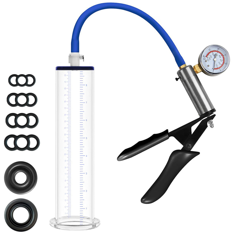 Male Enhancement Pump System,Male Enhancement Vacuum Pump With Gauge 9 X 2 Inch Cylinder,1 Silicone Sleeves,Sex Toys For Men, Adult Toys For Men