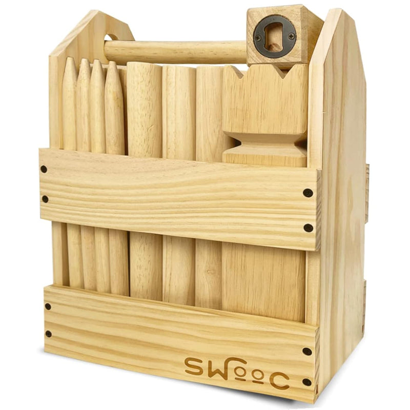 SWOOC Games - Kubb Yard Game Set - Premium Hardwood Viking Chess Set w/Wood