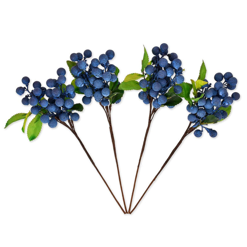 Artificial Blueberries 4 Pieces Lifelike Faux Fruit Berries Fake Flowers For D