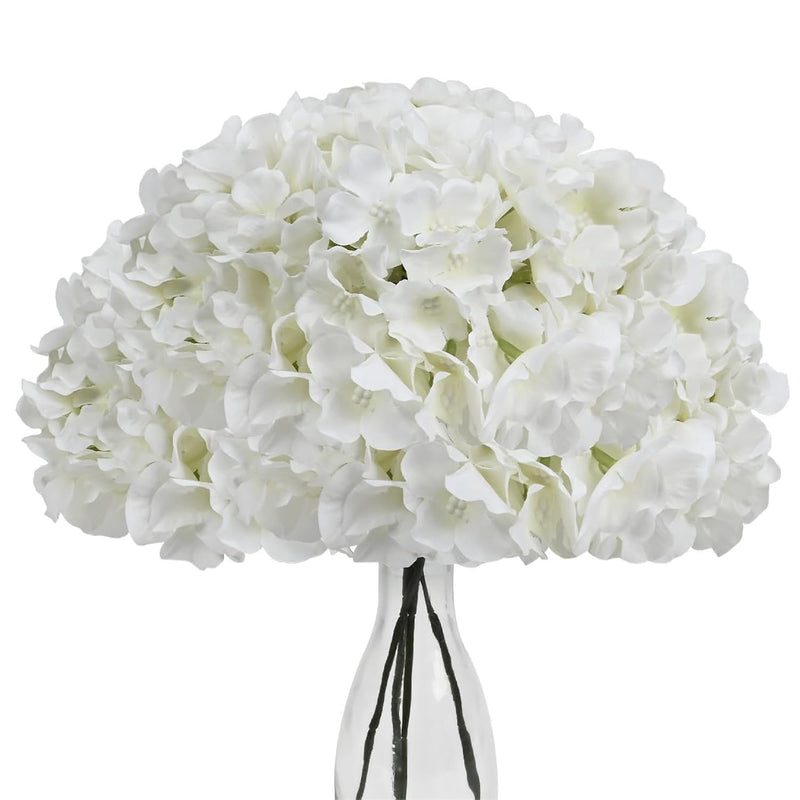 5 Pcs Hydrangea Artificial Flower With Stems, Faux Full Hydrangea Flower Head,
