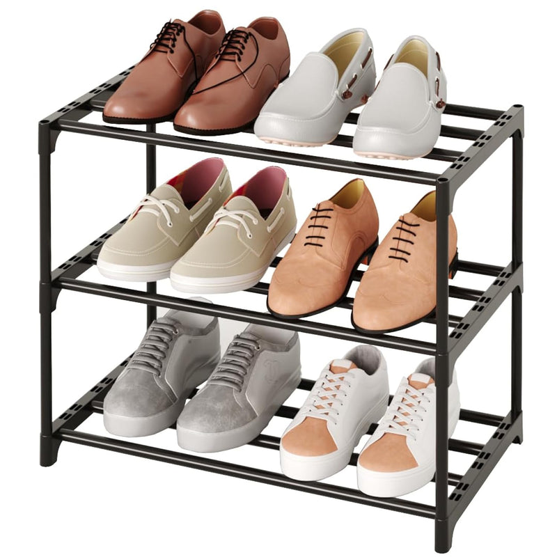 Small Stackable Shoe Rack,Narrow Kids Shoe Stand,Metal Shoe Storage Shelf For 6-
