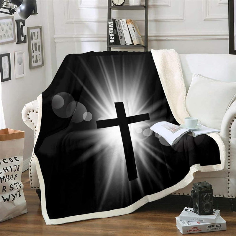 3D Cross Print Blanket For Kids Adults Holy Cross Fleece Blankets Western Thro