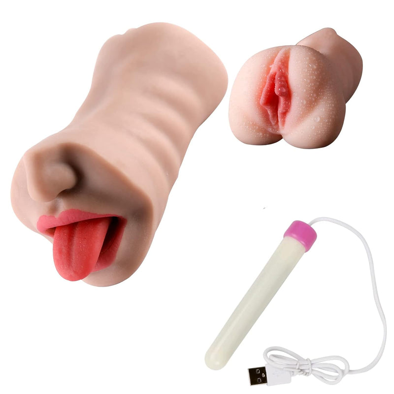3 In 1 Pocket Pussy Male Masturbators With Lifelike Face, Sex Doll With Realistic Textured Mouth Vagina And Tight Anus, Masturbator Deep Throat Oral Adult Sex Toys For Men Masturbation(Brown)