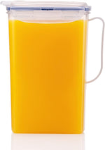 Aqua Fridge Door Water Jug with Handle BPA Free Plastic Pitcher with Flip Top Lid Perfect for Making Teas and Juices, 2 Quarts, Clear