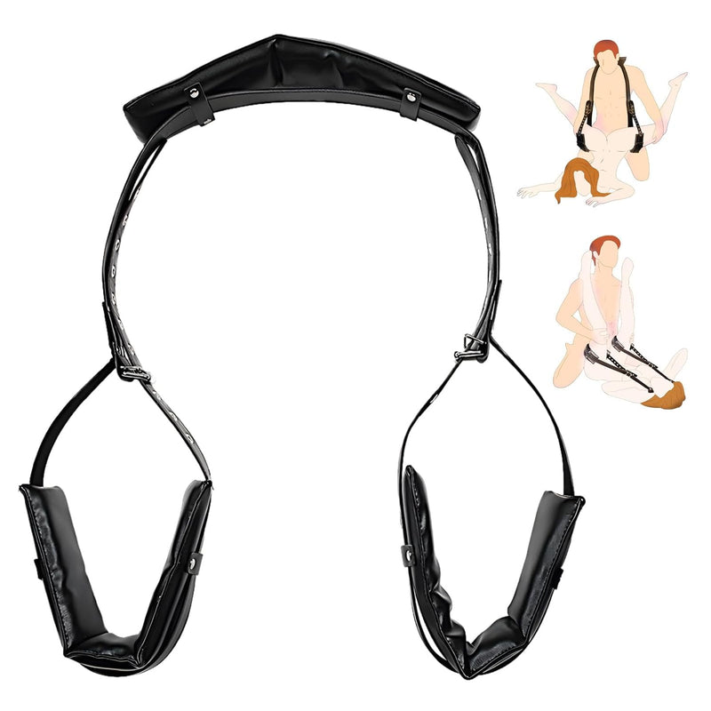 Sex Toys Bondage Leg Restraints, Bed Bondage Bdsm Kit Pu Leather Neck & Thigh Sex Restraints Adult Couple Sex Toy, Adjustable Sex Straps Adult Toys Sex Furniture For Bedroom, Unisex