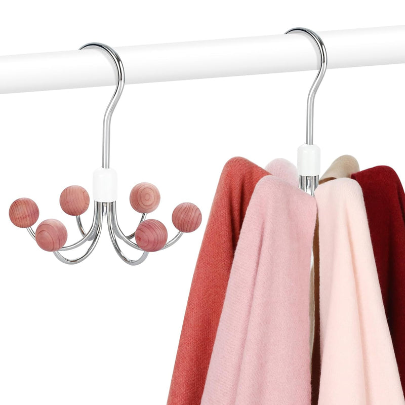 Purse Hanger 2-Pack With 6 Cedar Balls, 360°Swivel Scarf Hanger, Closet Storage