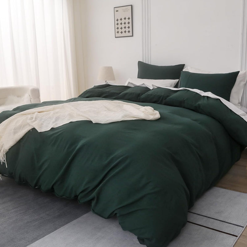 Green Duvet Cover Queen Size - Ultra Soft And Breathable Bedding Comforter Cov