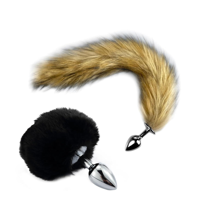 2Pcs/Set Fox Tail Anales Plug Toys Plugs Metal Anal Sex Toys For Women Man,Butt Plug Anal Plug Set Adult Couples Sex Toys