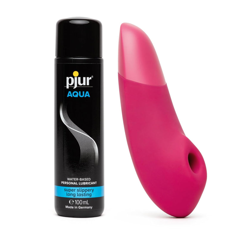 Enhance Pink 2 In 1 Clitoral Suction Personal Massager & Vibrator And Pjur Aqua Water Based Personal Lubricant 3.4 Fl Oz - Couples Sex Toys Bundle