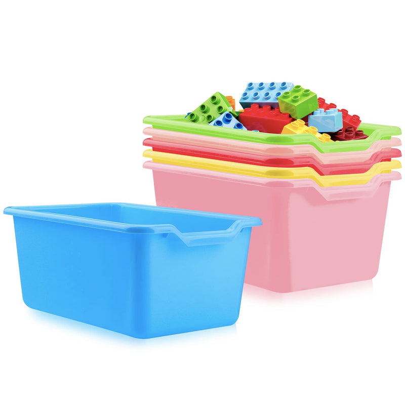 Storage Bins,6 Pack Small Multi-Purpose Plastic Storage Bins, Stackable Cubby Bi