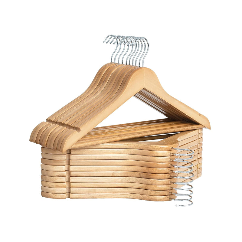 Wooden Coat Hanger, Wood Clothes Hangers 20 Pack, Natural Wood Color, Natural Wo