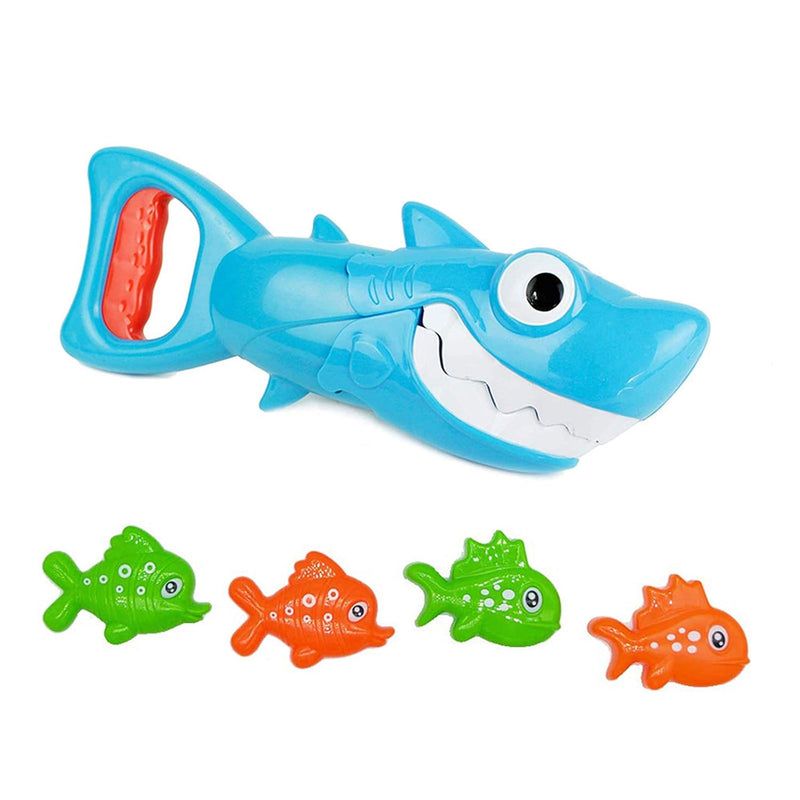 Shark Grabber Baby Bath Toys Blue Shark With Teeth Biting Action Include 4
