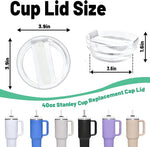 40 OZ Tumbler Lid Replacement Fit for Stanley Cup, 2 Pack Clear Replacement Lids Fit for Stanley Travel Tumbler, Spill Proof Tumbler Covers for Stanley Cup Accessories (Clear - White)