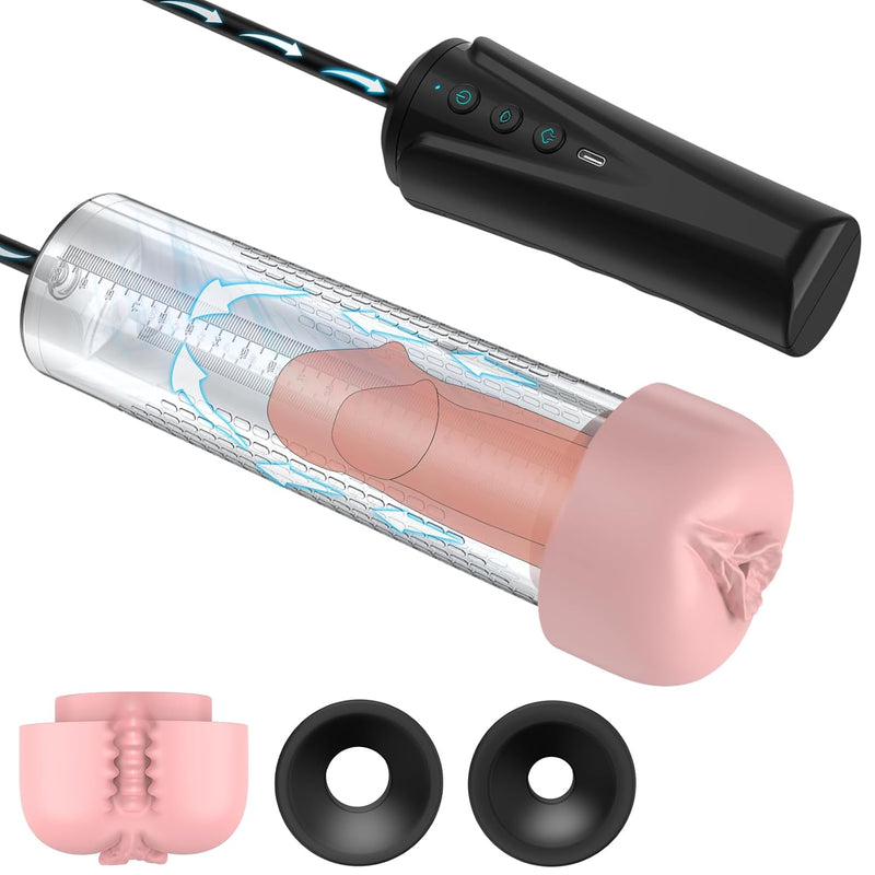 Electric Penis Pump, Penis Enlarger Vacuum Pump Extender Sex Toys For Men Erection Enhancer Penis Enlargement Extend Pumps With 3 Training Pressure 3 Auto Suctions, Vagina Sleeve Mens Dick Pump Device