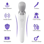 Magic Wand Massager Vibration, Christmas Gift For Women Men, Cordless Electric Back Massager, Portable 5 Speeds Deep Tissue Vibrator Personal Wand Massager For Relaxation,Sports Recovery, White