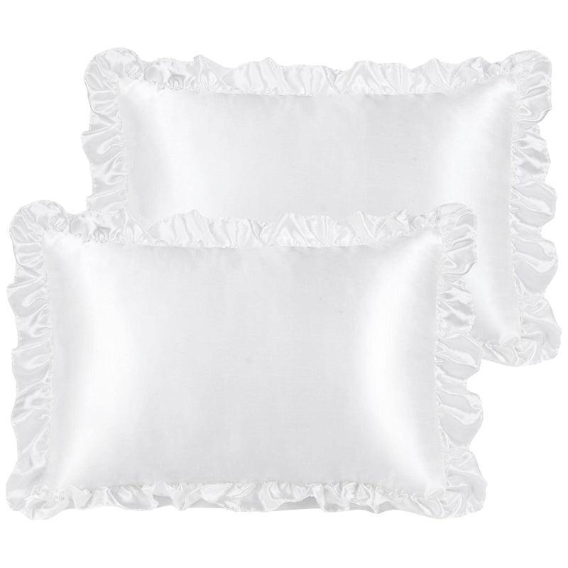 Luxury Ruffled Pillow Shams Set Of 2, Retro Silky Pillow Cover With Ruffle, 85