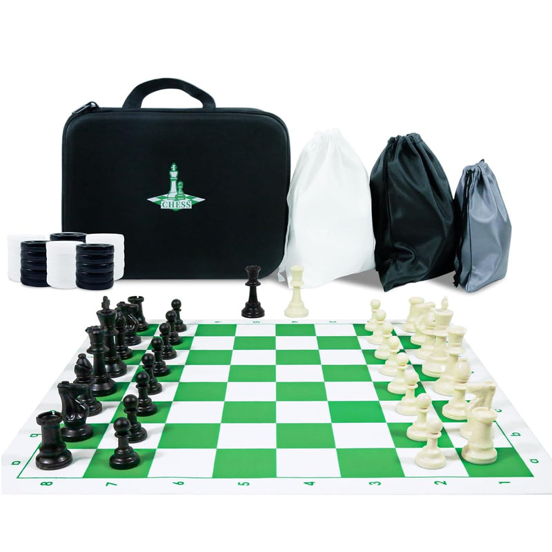 Travel Chess Set 20'' Silicone Chess Board 3.75'' King Height Plastic Chess