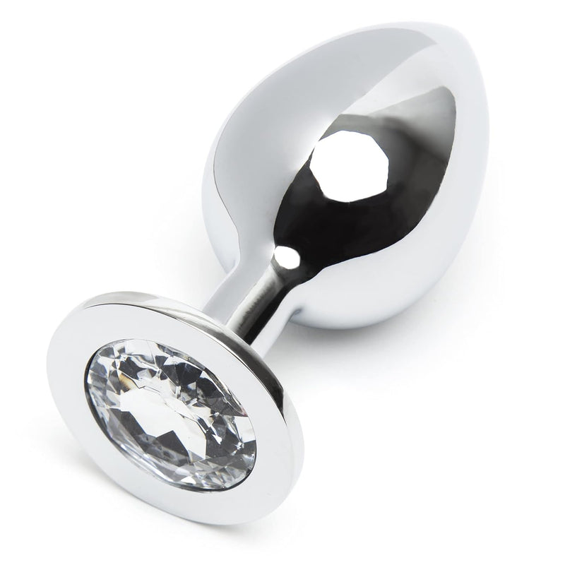 Jewelled Butt Plug - 3.5 Inch Metal Anal Plug - Smoothtapered Tip With Flared Base - Waterproof
