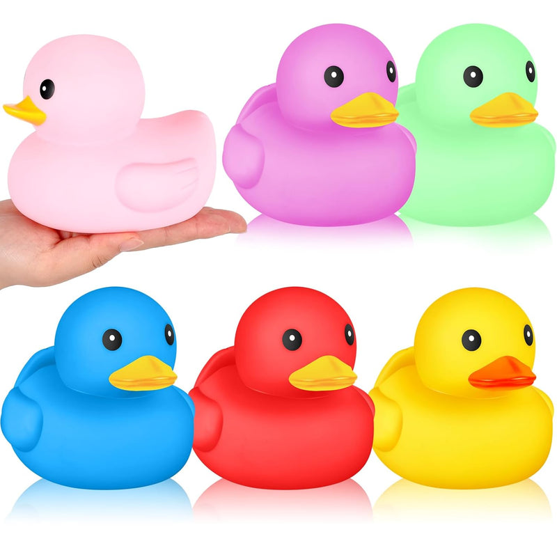 Deekin 6 Pcs Multicolor Rubber Duck Assortment Toy Duckies Bulk Squeak Rubb