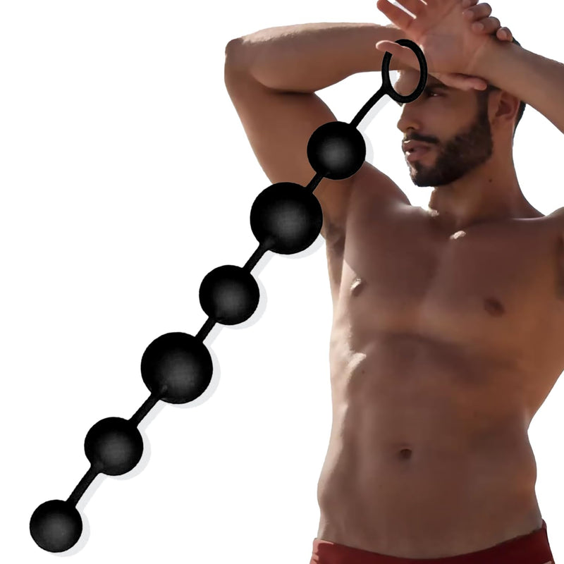 100% Silicone Anal Beads - Anal Trainer Anal Chain, Gradually Increasing Size, Pull Ring Design, 15.7 Inch Length, Anal Plug, Easy To Clean, Bpa And Phthalate Free, Anal Beads For Men/Ladies
