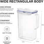 Aqua Fridge Door Water Jug with Handle BPA Free Plastic Pitcher with Flip Top Lid Perfect for Making Teas and Juices, 2 Quarts, Clear