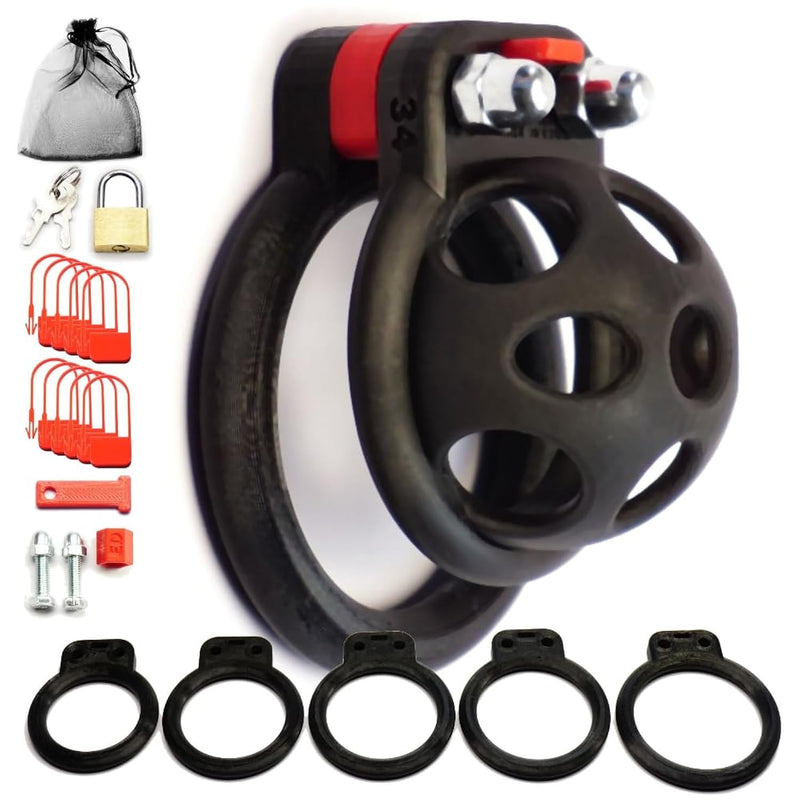 Adjustable Chastity Belt Men Cock Cage Vulcan-30 By Elite Deluxe, 5 Rings