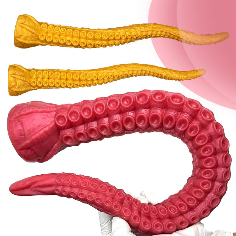 45Cm Realistic Dildo With Strong Suction Cup Silicone Anal Dildo Anal Plug Extra Long Flexible Octopus Tentacle Monster Dildos Soft Silicone Butt Plug Anal Sex Toys For Women Men Gays (Gold-M)