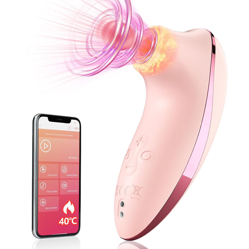 Sucking Vibrator Adult Sex Toys - Heating Pulse Pure Sucker App Remote Clitoral Vibrator With 5 * 5 Suction, Clitoris Nipple Stimulator Waterproof Rose Sex Toys For Women Female Couples Pleasure
