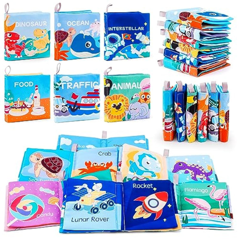 Soft Baby Crinkle Book Set,6Pcs Bath Books,Nontoxic Fabric Soft Cloth Books