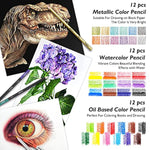 176 Pcs Art Supplies Sketching Kit with 100-Sheet 3-Color Sketchbook